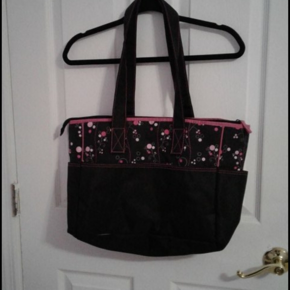 black and pink diaper bag